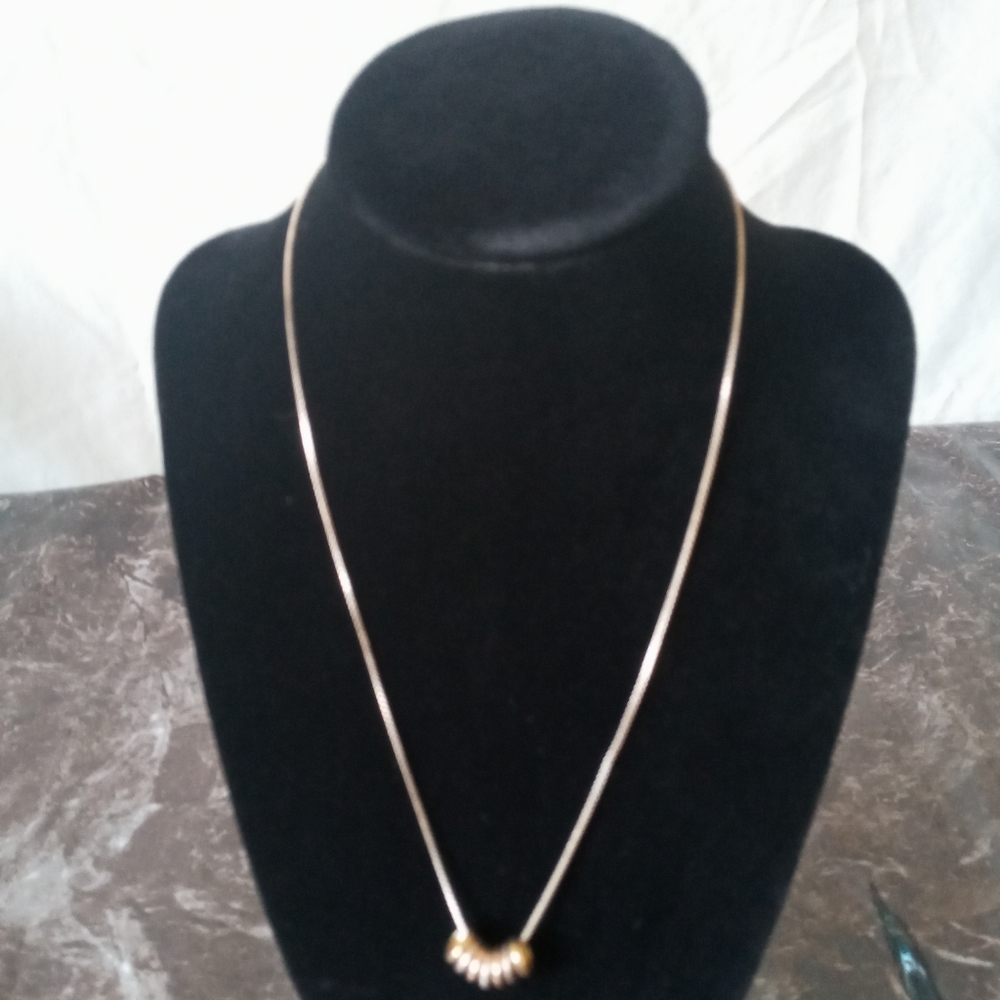 Sterling Silver Necklace with Gold Tone Hoops